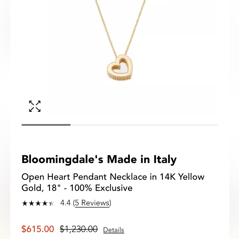 Open Heart Pendant Necklace in 14k Italian yellow gold